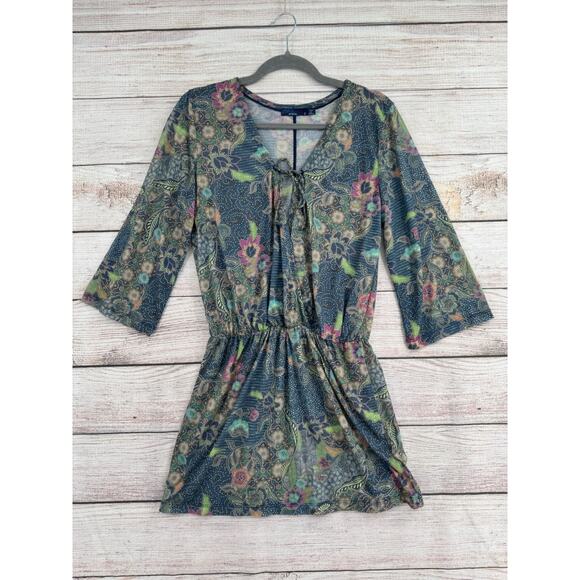 prAna Keoki Tunic Dress Coverup Women's Size Small Blue/Yellow - Picture 1 of 12